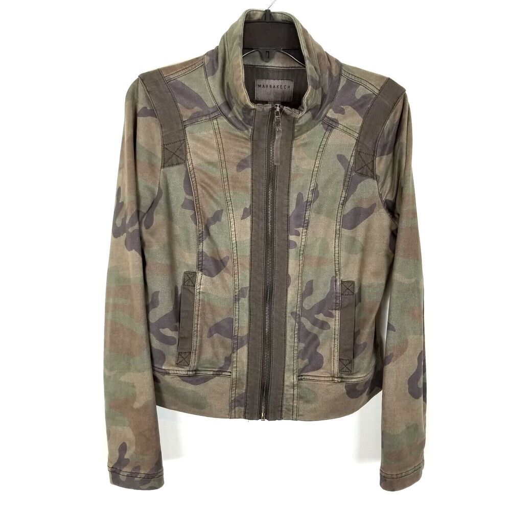 Blank NYC Women's Camo Zip-Front Jacket - Olive Camo